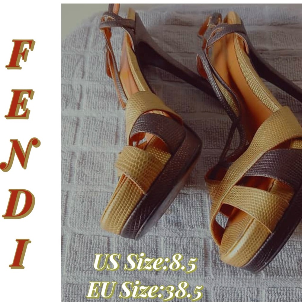 👠👠Markdown 1/2 Off 👠👠💎Authentic 💎FENDI Gold Brown Strappy Heels